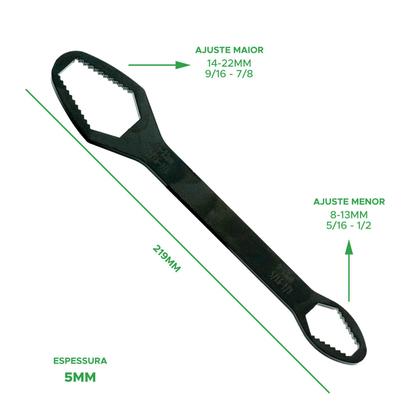 Imagem de Chave Boca Fixa Aço 8 A 22mm Universal Cabeça Dupla Torx Pto