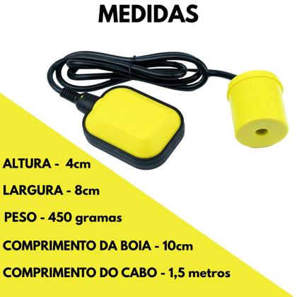 Imagem de Chave Boia Elétrica De Nível 15A Bivolt 60Hz IP68 Controle Automático Cabo 1,5m