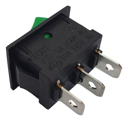 Imagem de Chave Botão Gangorra KCD1-102 6A 250V ON/OFF Verde - Kit 10 Peças