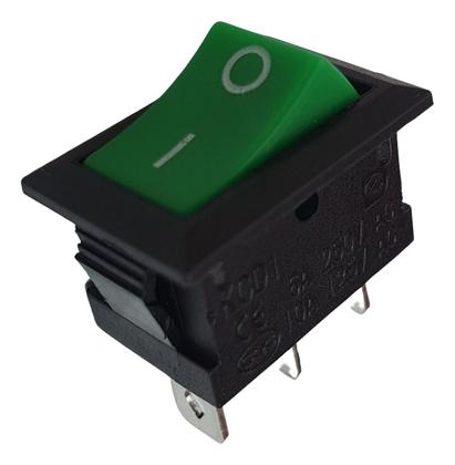 Imagem de Chave Botão Gangorra KCD1-102 6A 250V ON/OFF Verde - Kit 10 Peças