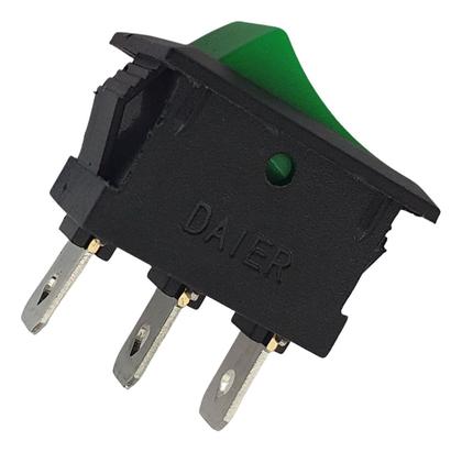 Imagem de Chave Botão Gangorra KCD1-102 6A 250V ON/OFF Verde - Kit 10 Peças