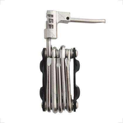 Imagem de Chave Canivete 12 Funções Com Extrator Corrente Kit Ferramentas Bike MTB