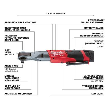 Imagem de Chave catraca 1/2 12v fuel milwaukee