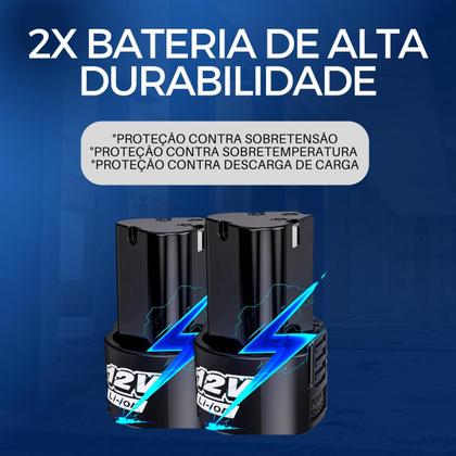Imagem de Chave Catraca À Bateria 12v Bivolt Com Soquetes + 2 Baterias