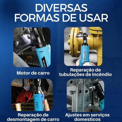 Imagem de Chave Catraca À Bateria 12v Bivolt Com Soquetes + 2 Baterias