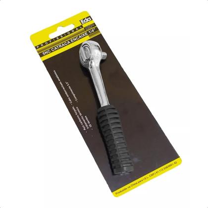 Imagem de Chave Catraca Para Soquete 1/4 Cabo Emborrachado Reversível