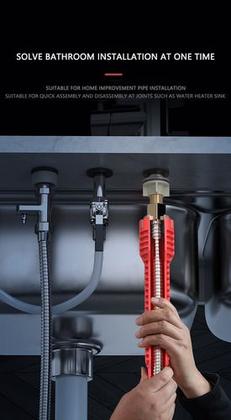 Imagem de Chave Com Funcionalidade 8 Em 1 Troca Torneiras Pias Instalar Rosquear Três Cabeças