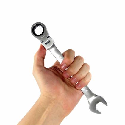 Imagem de Chave Combinada Articulada Com Catraca 17MM Profissional CRV Corneta