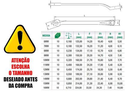 Imagem de Chave Combinada Boca e Estrela em Aço Carbono Fertak 14mm