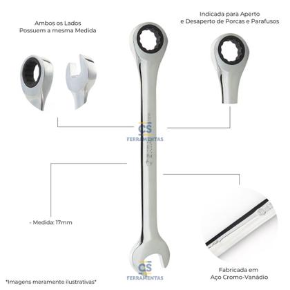 Imagem de Chave Combinada C/ Catraca 17mm ST43210ST Sata