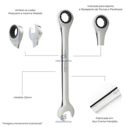 Imagem de Chave Combinada C/ Catraca 22mm ST43214ST Sata