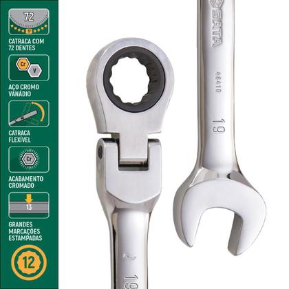 Imagem de Chave Combinada Catraca Cabeça Flexível 19mm ST46410ST SATA