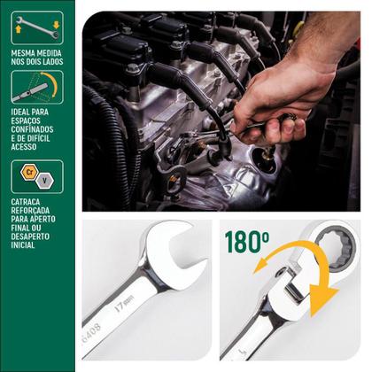 Imagem de Chave Combinada Catraca Cabeça Flexível 19mm ST46410ST SATA