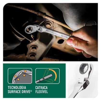 Imagem de Chave Combinada Catraca Cabeça Flexível 19mm ST46410ST SATA
