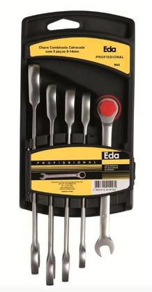 Imagem de Chave Combinada Catracada Eda Cabeça Fixa Com 05 Pçs 9nx