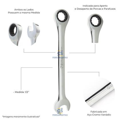 Imagem de Chave Combinada Com Catraca 1/2 ST43104ST Sata Aço Cromo-Vanádio