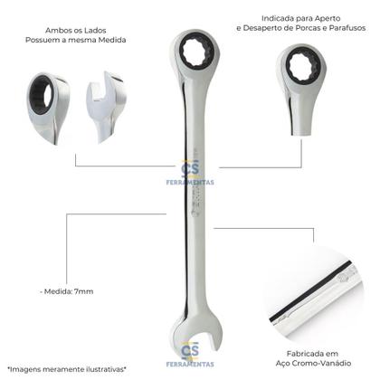 Imagem de Chave Combinada Com Catraca 7mm ST43222ST Sata