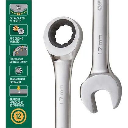 Imagem de Chave Combinada Com Catraca Crv 17mm Sata St43210st