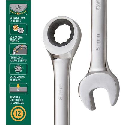 Imagem de Chave Combinada Com Catraca De 8Mm Sata - St43201St