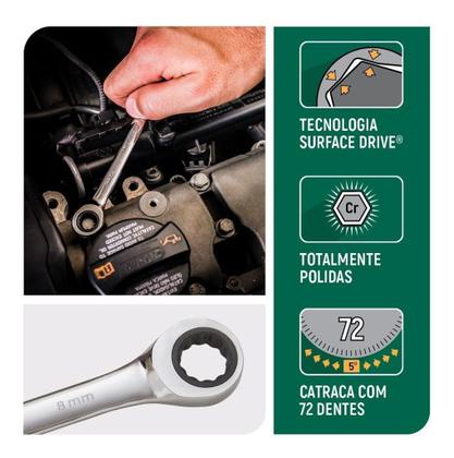Imagem de Chave Combinada Com Catraca De 8Mm Sata - St43201St