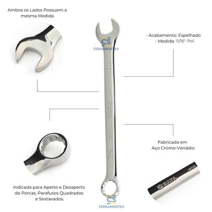 Imagem de Chave Combinada Espelhada 11/16 Pol. SATA ST40108SC