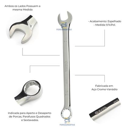Imagem de Chave Combinada Espelhada de 9/16 Pol. - SATA ST40106SC