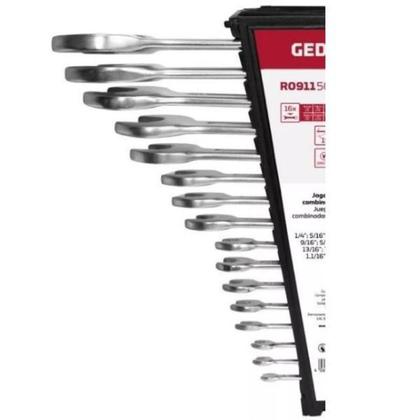 Imagem de Chave Combinada Jogo de 1/4 à 1.1/4 POL com 16 Peças R09115016 GEDORE RED