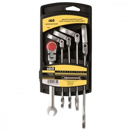 Imagem de Chave Combinada Jogo Eda Catracada Articulada Cromo Vanadio Com 5 Pecas - 9Ny