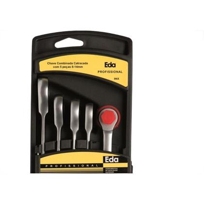 Imagem de Chave Combinada Jogo Eda Catracada Fixa Cromo Vanadio Com 5 Pecas - 9Nx