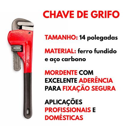 Imagem de Chave De Aperto 14pol Grifo Profissional Em Aço Carbono Resistente