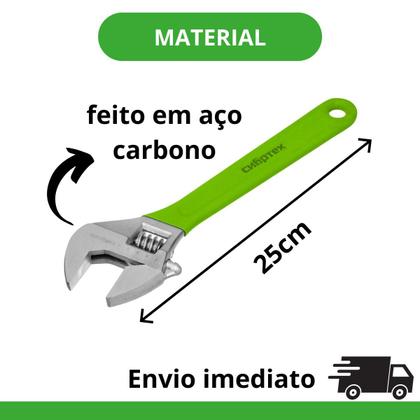 Imagem de Chave De Boca Chave Inglesa Reforçada Universal Ajustável 10 Polegadas Cabo Reforçado Emborrachado