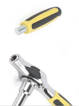 Imagem de Chave De Catraca Com Cabo Destacável De 1/4, 3/8 E 1/2 Polegada, Soquete Hexagonal Tipo T,