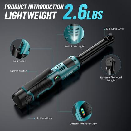 Imagem de Chave de catraca elétrica sem fio Seesii 3/8 40 pés-lbs 220 RPM