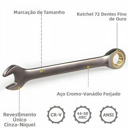 Imagem de Chave De Catraca Métrica Universal, Ferramenta Combinada De Anel De Engrenagem, Chave Torx Para