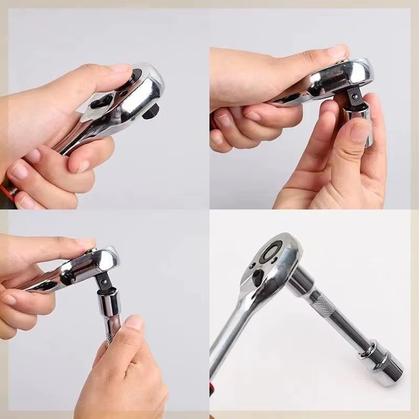 Imagem de Chave De Catraca Reversivel 12 Soquete Sextavado 12 peças 8 a 28 mm extensão kit jogo