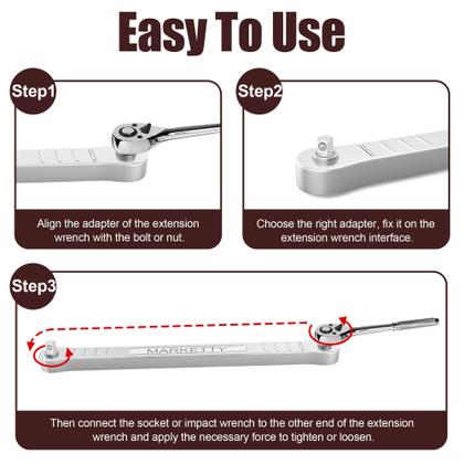 Imagem de Chave de extensão offset MARKETTY Impact Ready 3/8 com adaptadores