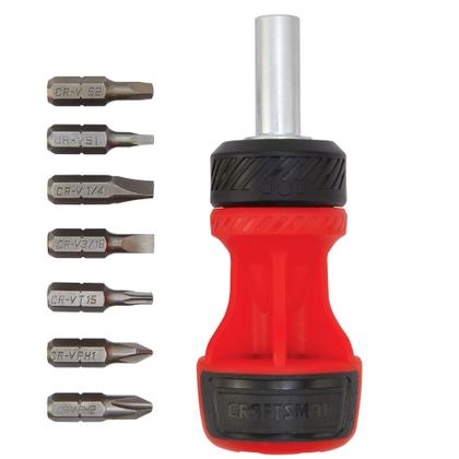 Imagem de Chave de fenda com catraca CRAFTSMAN Stubby Push-n-Pick 8 peças