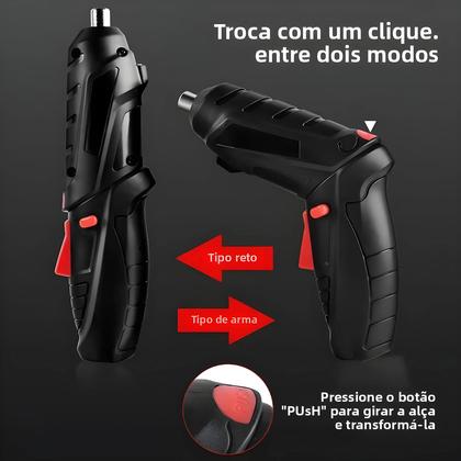 Imagem de Chave De Fenda Elétrica Portátil Sem Fio 47 Em 1 Com Rotação De 90 Graus, Recarregável, LED,