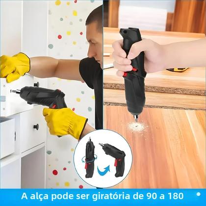 Imagem de Chave De Fenda Elétrica Portátil Sem Fio 47 Em 1 Com Rotação De 90 Graus, Recarregável, LED,