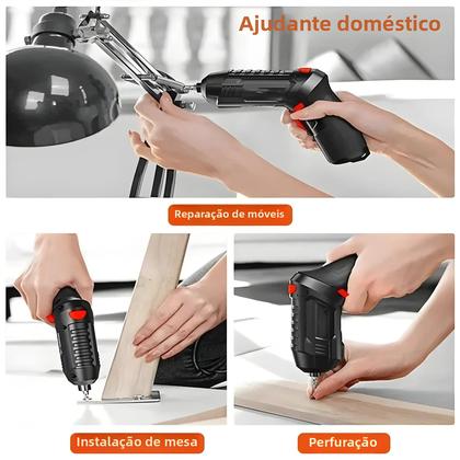 Imagem de Chave De Fenda Elétrica Portátil Sem Fio 47 Em 1 Com Rotação De 90 Graus, Recarregável, LED,
