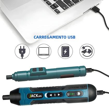 Imagem de Chave de Fenda Elétrica Sem Fio Recarregável - 1300mAh, 3.6V, com Mini Furadeira