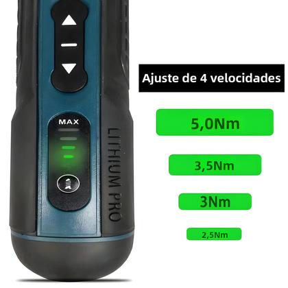 Imagem de Chave de Fenda Elétrica Sem Fio Recarregável - 1300mAh, 3.6V, com Mini Furadeira
