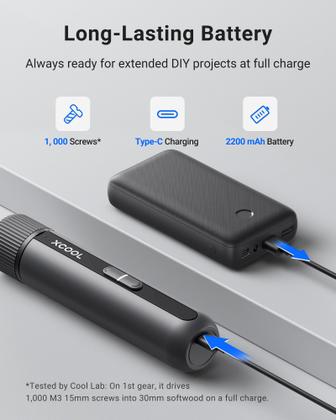 Chave de Fenda Elétrica Sem Fio XCool EZtorque 4V - 24 Bits