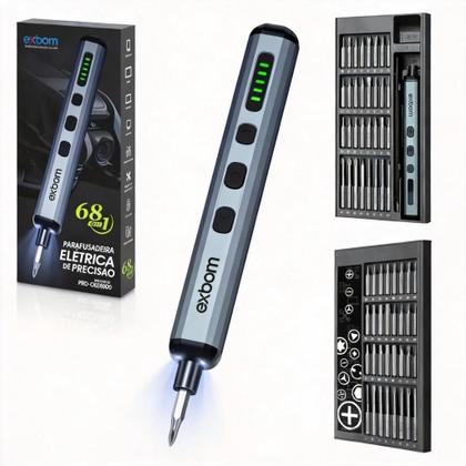Imagem de Chave de Fenda Philips Elétrica de Precisão Sem Fio Portátil Bateria Mini Parafusadeira 68 em 1 Reparo Celular Notebook