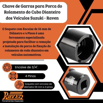 Imagem de Chave De Garras 56mm Para Porca Do Cubo Dianteiro Suzuki