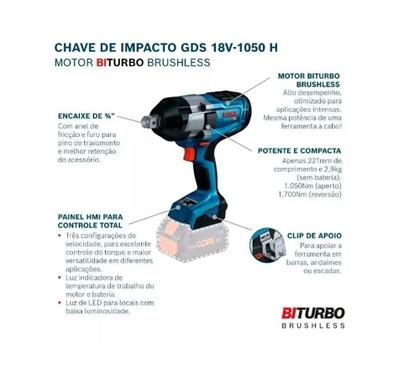 Imagem de Chave De Imp 3/4 Biturbo Gds 18v 1050h C/ 2 Bat 4ah Bosch