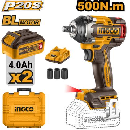 Imagem de  Chave de Impacto 1/2" 20V Ingco CIWLI2050-9 Com Bateria 4Ah