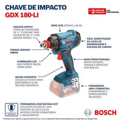 Imagem de Chave de impacto 1/2" bateria gdx 180-li (s/car e bat) freedom concept