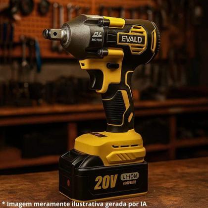 Imagem de Chave de Impacto 1/2 POL 20V Brushless com 2 Baterias e Maleta com Kit 5 Soquetes EV-7600S EVALD