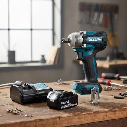 Imagem de Chave De Impacto 1/2 Pol Bateria 3ah 18v Dtw300z Makita Azul